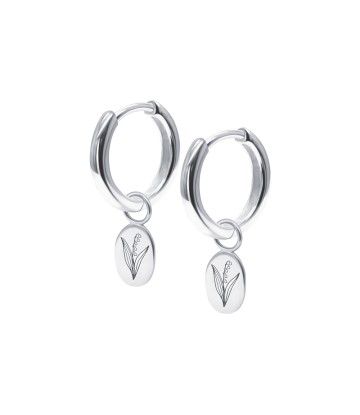 Lily of the Valley Birth Flower Silver Huggie Earring Charms HO-2711
